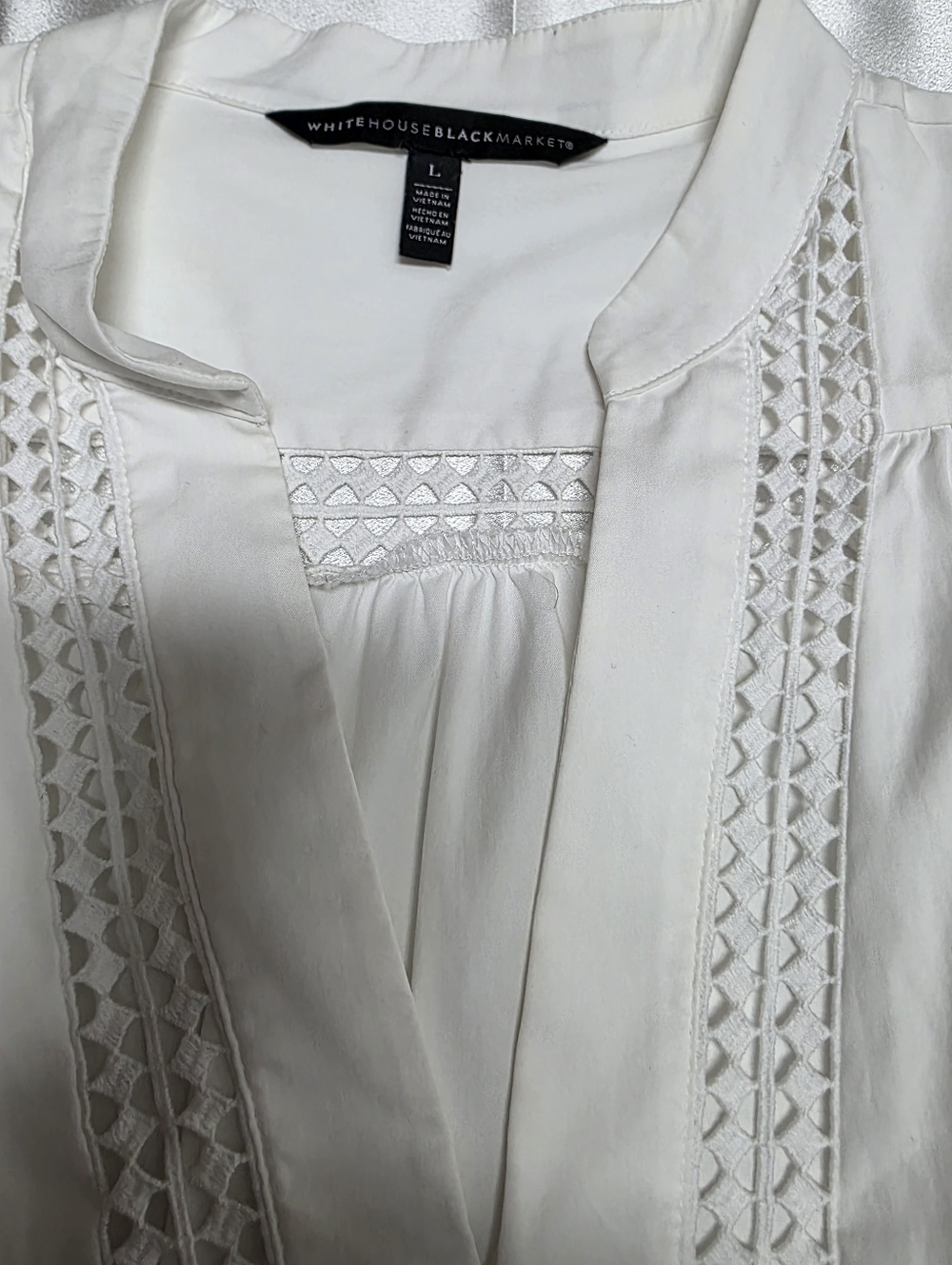 White House Black Market & Spruce Ivory Crochet-Trim Peasant Blouse - Picture 2 of 12